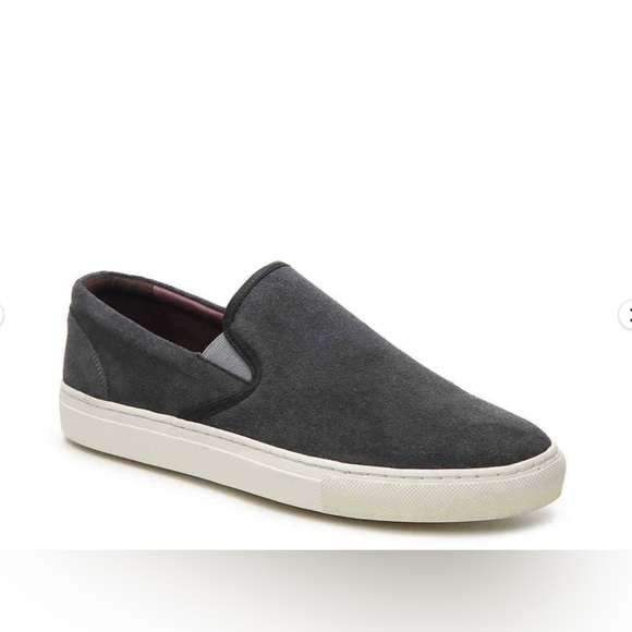BLAKE MCKAY MEN\'S NEW $180 SIZE 9 M GRAY CHARCOAL SUEDE LEATHER SLIP-ON SNEAKERS